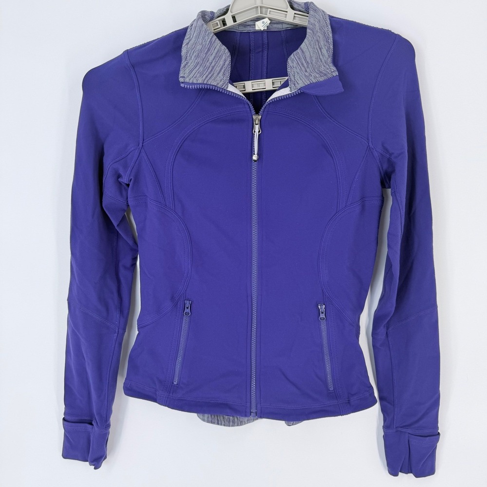 Lululemon Hustle In Your Bustle Jacket Womens 8 Purple Full-Zip Crop Thumb Holes - Picture 2 of 6